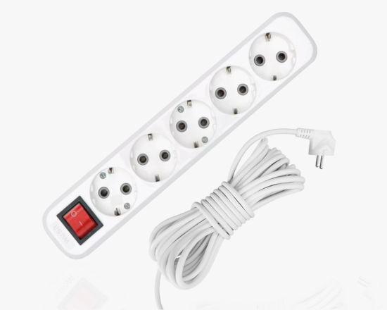 MGP-337 Երկարացման լարի բլոկ լարով 7մ. 5տեղ. հողանցումով ON/OFF - ի նկար