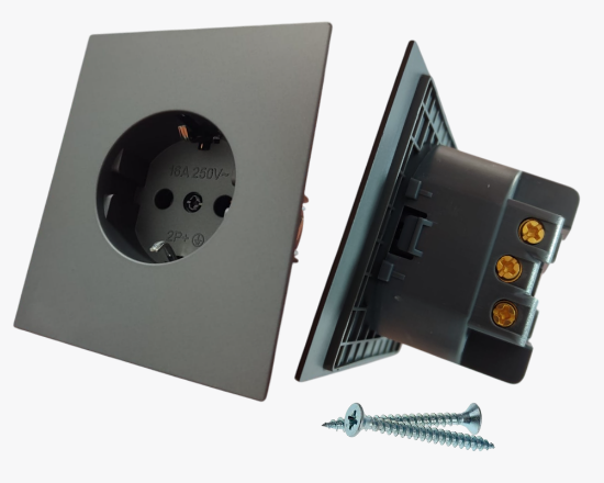 CC-PJ-08 Մոխրագույն 2P վարդակ հողանցումով (10) - ի նկար