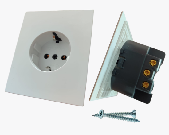 CC-PJ-08 Սպիտակ 2P վարդակ հողանցումով (10) - ի նկար